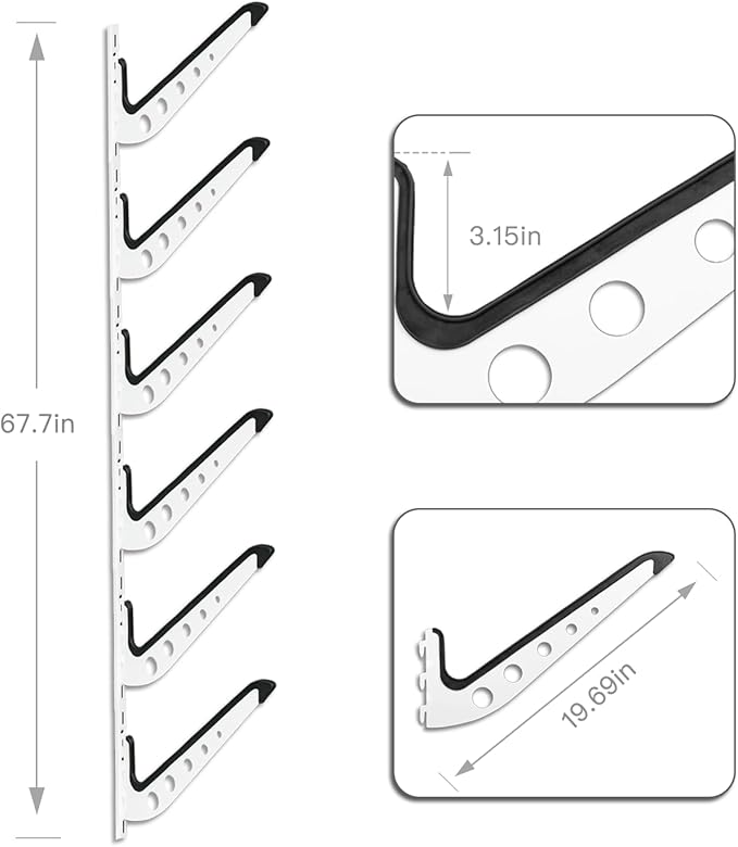 ShouRong Snowboard Wall Mount, Adjustable 5/6 Board Surfboard Rack, Surfboard Wall Hangers for Surfboard, Wakeboard, and Snowboard Storage at Home or Garage