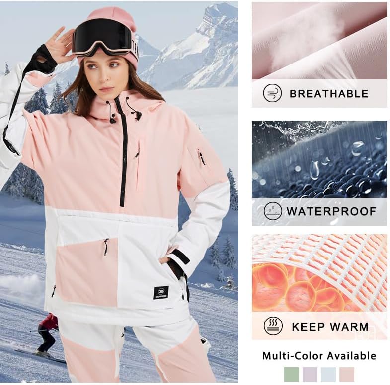 SNOWVERB Women Men Baggy Snow Ski Coat & Snowboard Jacket for Snowsports