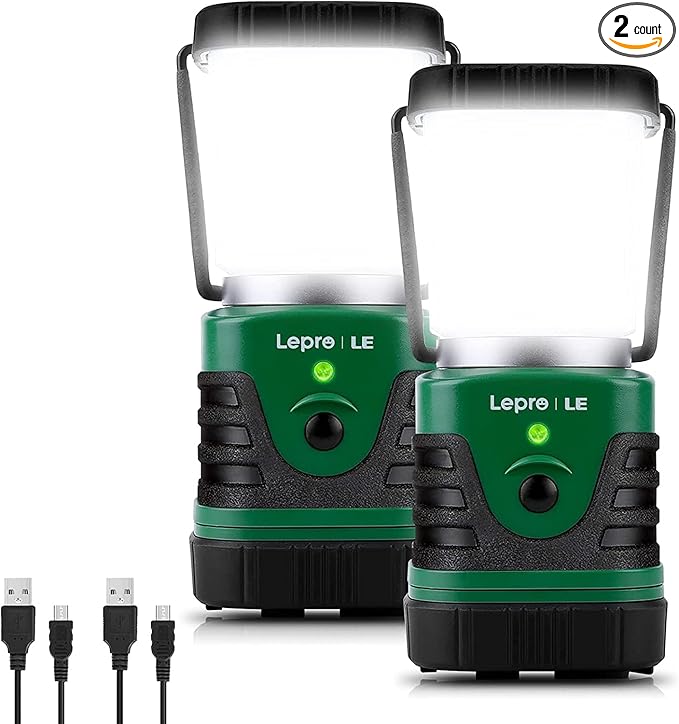 Lighting EVER 1000ルーメン LEDキャンプランタン 充電式、4400mAhモバイルバッテリー、キャンプ用品 4つの点灯モード、IP44防水ランタン懐中電灯（ハリケーン・緊急時、ハイキング用、USBケーブル付属）