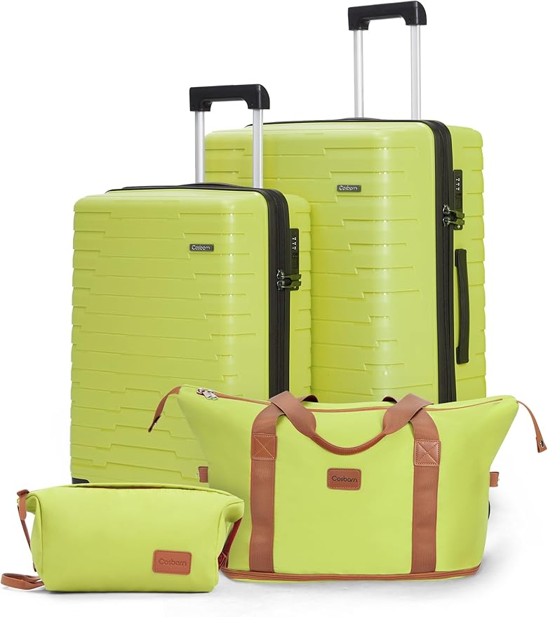 4-piece luggage sets, suitcases with wheels, PP hard-shell luggage, upgraded shock-absorbing universal wheels and built-in lock, carry-on luggage set.
