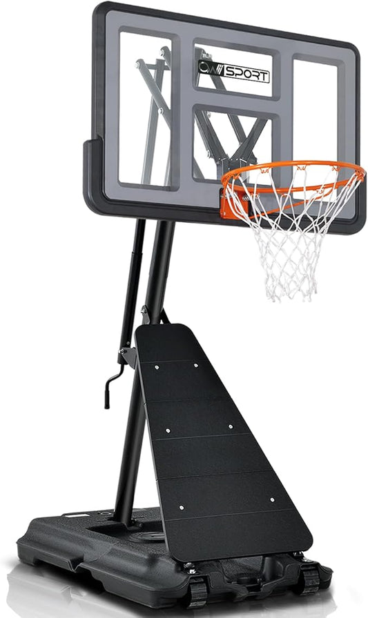 Basketball Hoop Outdoor 44&48 Inch Impact Backboard, 5.3-10FT Height Adjustable Basketball Hoop Goal System with Portable Wheels for Adults