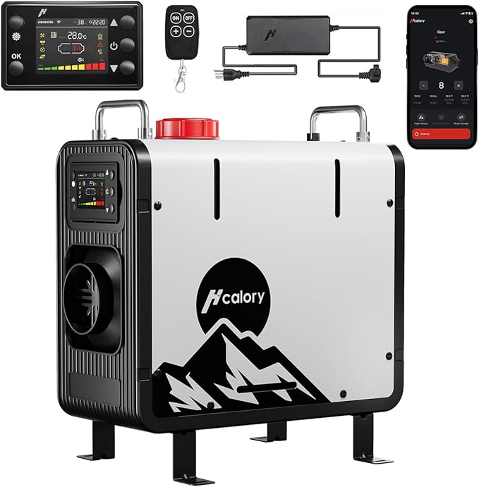 8KW Diesel Air Heater 12V, Portable Diesel Heater with App Control, 10-Temperature Settings, 28% Boost in Burning Efficiency, Auto Start-Stop, and 120V AC 24V DC, for Car, RV, Campers, 2025 Upgraded