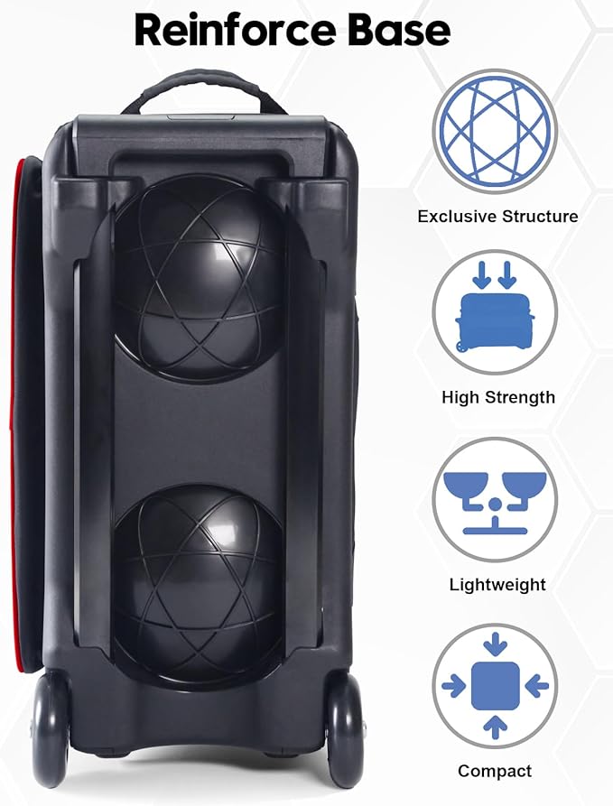 2 Ball Bowling Bag with Wheels, Double Bowling Ball Bag 2 Ball Roller w/Separate Compartment for Shoes Up to US Mens Size 16, w/Retractable Handle Extends to 40" & Accessories Pocket