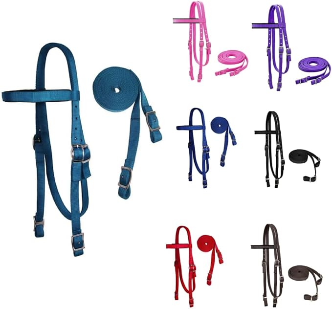 Tahoe Tack Plain Double Layer Nylon Headstall with Reins