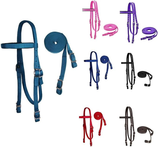 Tahoe Tack Plain Double Layer Nylon Headstall with Reins
