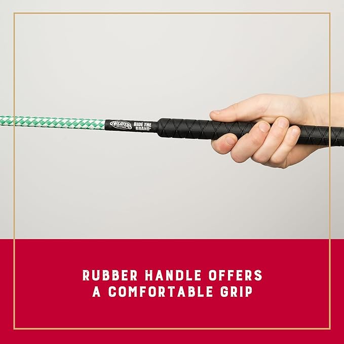 Weaver Equine 50" Stock Whip Horse Training Whip With Comfort Grip Rubber Handle, Horse Control, Show Ring Competition Accessory, ‎Green/White