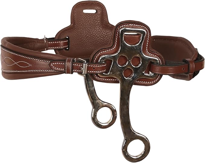 Exion Nova Hackamore Bridle – Anatomical Bitless Horse Bridle with Rubber Reins – Padded Anti-Pressure Crownpiece – Vegetable-Tanned Leather Bitless Bridle for Jumping & Training