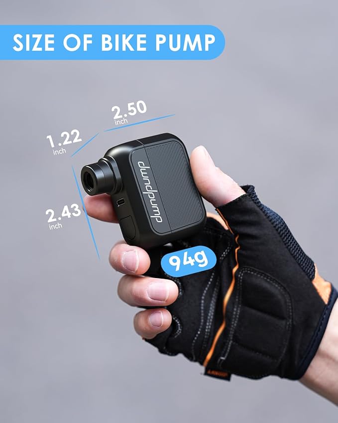 dwndpump Mini Bike Pump, Electric Bike Tire Pump Max 100 PSI, Portable Bike Air Pump with Presta and Schrader Valve, for Road Bikes (No Pressure Gauge)