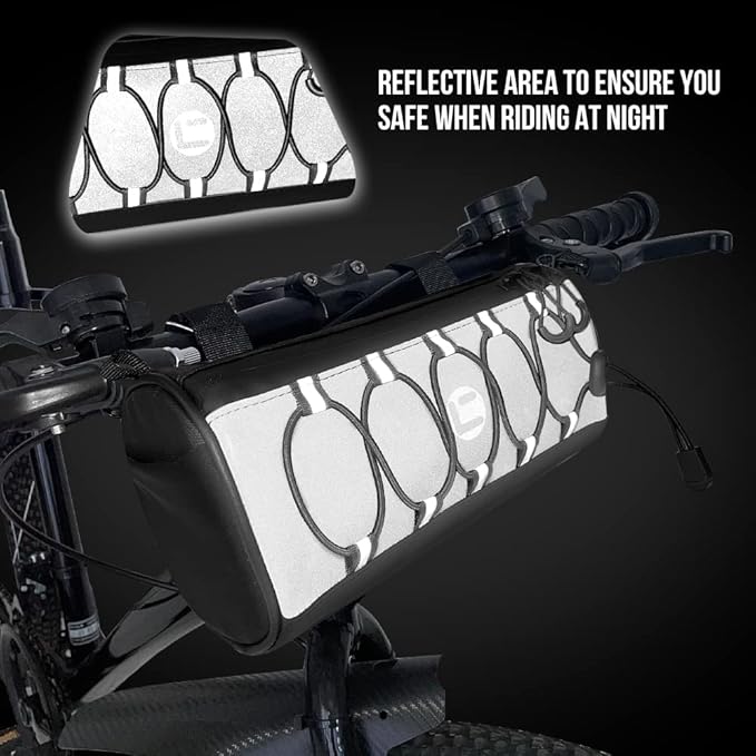 WOTOW Bike Handlebar Bag Waterproof - Bicycle Handlebar Bag with Large Reflective Area & Strips, Bike Front Pouch with Waterproof Zipper Shoulder Strap Removable Straps for Cycling (Cuboid, 2.7L)