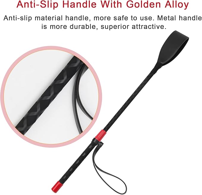 Coolrunner Riding Crop for Horse, 18 Inch Horse Whip with PU Leather Equestrianism Horse Crop Double Slapper Horse Whip Black Crops for Horses