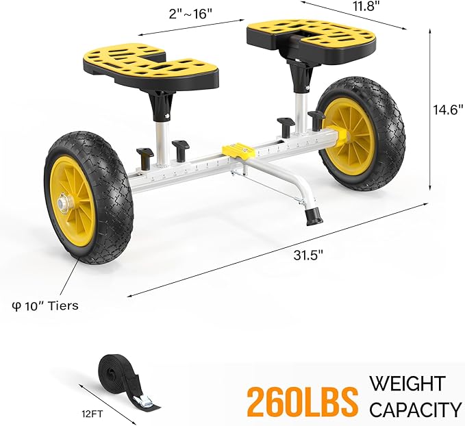 Bonnlo Kayak Cart with10-Inch Kayak Wheels, Canoe Trolley Cart with Adjustable Straps, No Tools Required for Easy Assembly All-Terrain for Kayaks, Canoes, Paddleboards