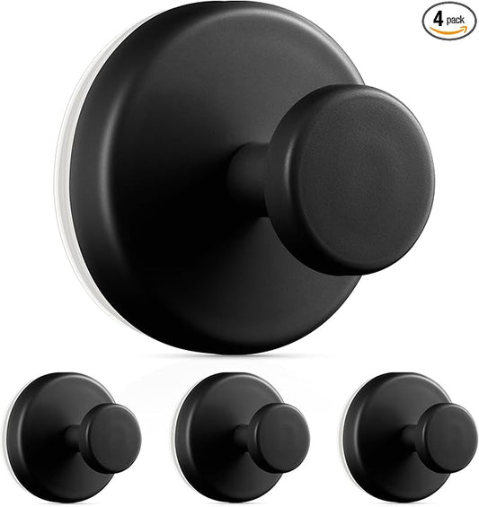 OUTXE Wreath Hanger for Front Door, Heavy Duty Suction Cup Reef Hook for Glass Window/Over Door, Christmas/Thanksgiving/Halloween/July 4th/Easter/Valentine/Winter/Fall/Summer/Spring (Black, 4-Pack)