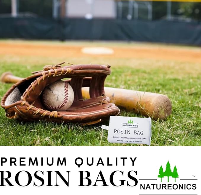 Rosin Bag for Improved Grip in Baseball, Bowling, Softball, Pickleball, Tennis, Disc Golf, Gym & Weight Lifting, Pole Grip and Rock Climbing - 5.3 Oz, White, 5.12 x 3.4 Inches.