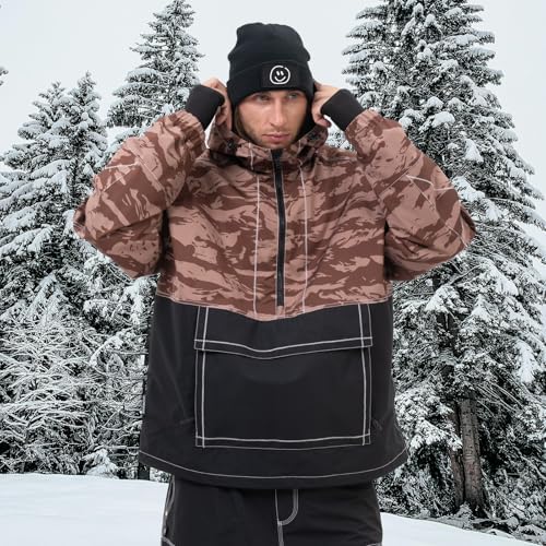 SNOWVERB Baggy Snowboard Hooded Jacket Ski Snow Cargo Coat for Mens Womens