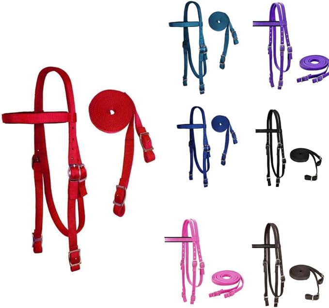 Tahoe Tack Plain Double Layer Nylon Headstall with Reins