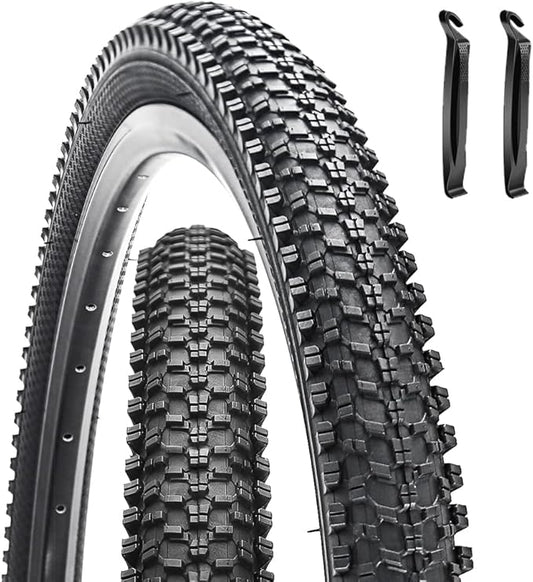 2 Pack Bike Tire 24 26 27.5 X 1.95 27.5 29 X 2.125 Inch Folding Replacement Bike Tire with Tire Levers Foldable Bead Wire Bicycle Tire for Mountain Bike