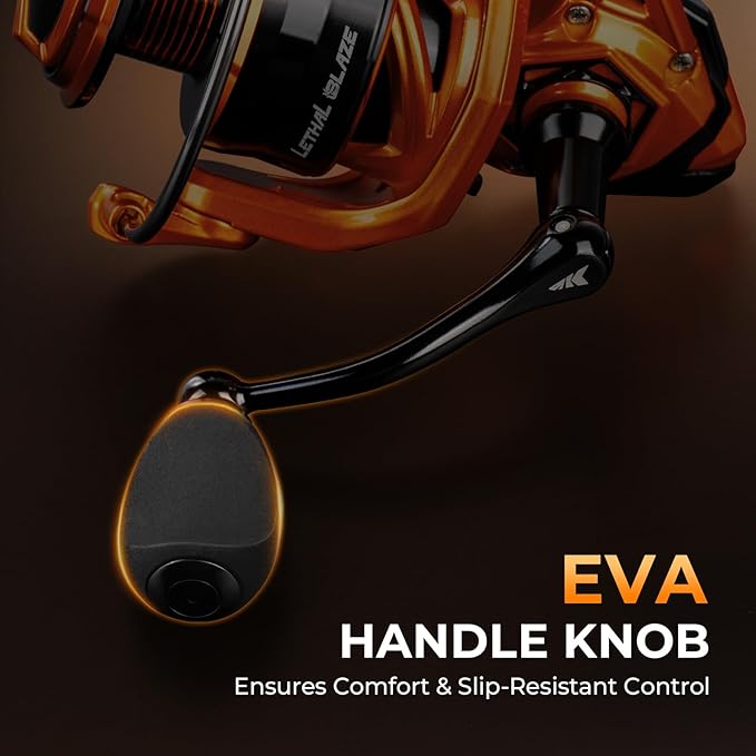 KastKing Lethal Blaze Spinning Fishing Reel, 17.6LBs Max Drag, 5.2:1 Gear Ratio, Ultra-Smooth Freshwater & Inshore Spinning Reel, CNC Aluminum Spool, Ideal for Bass & Trout Fishing