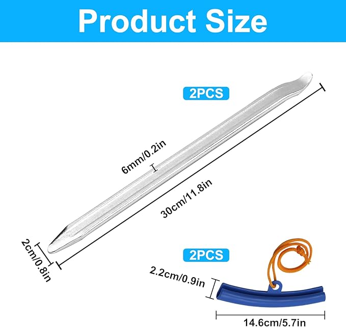 2 PcsTire Spoons, 11.8 InchTire Iron Set, Heavy Duty Tire Levers Bars, Motorcycle Tire Changing ToolsTire Irons, tTire Changing Spoons for Motorcycles Cars Dirtbike, with 2 Protective Covers