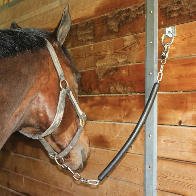 Dura-Tech Horse Cross Tie | 33-75 Inch Adjustable Length | Quick Release Panic Snap | Chew-Resistant Rubber Section | Converts to Trailer Tie