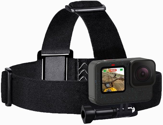 Head Strap Mount Compatible with GoPro Hero 13, 12, 11, 10, 9, 8, Hero 7 Black, 7 Silver, 7 White, Hero 6, 5, 4, Session, 3+, 3, 2, 1, Hero (2018), Fusion, Max, DJI Osmo Action Cameras