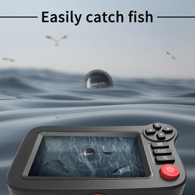 携帯型魚群探知機 ポータブルカヤック魚群探知機 魚深度探知機 ソナートランスデューサーとLCDディスプレイ付き釣り具