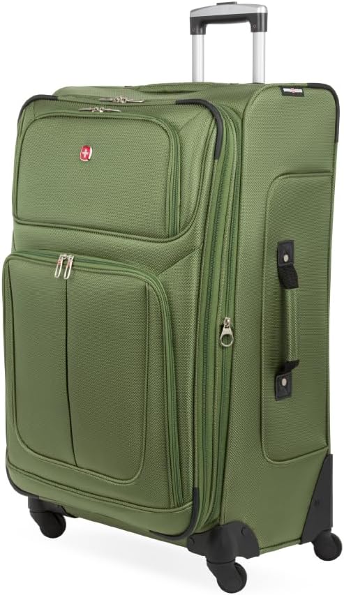 SwissGear Sion ソフトサイド 拡張可能ラゲッジ スピナーホイール付き、エバーグリーン、預け荷物用大型29インチ
