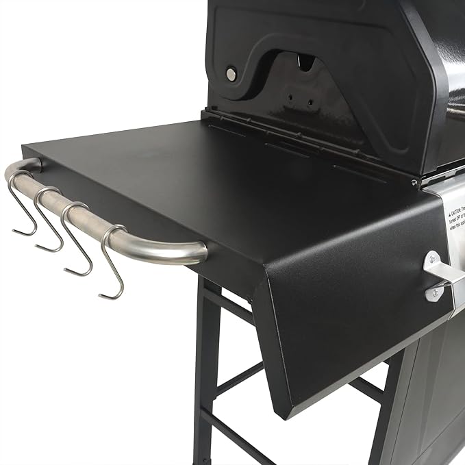 Grill Boss 4 Burner Propane Gas BBQ, Portable w/ Lid, Wheels & Side Shelves, Black - Grilling Accessories and Equipment for Camping, Tailgating, Outdoor Barbecue and Cooking