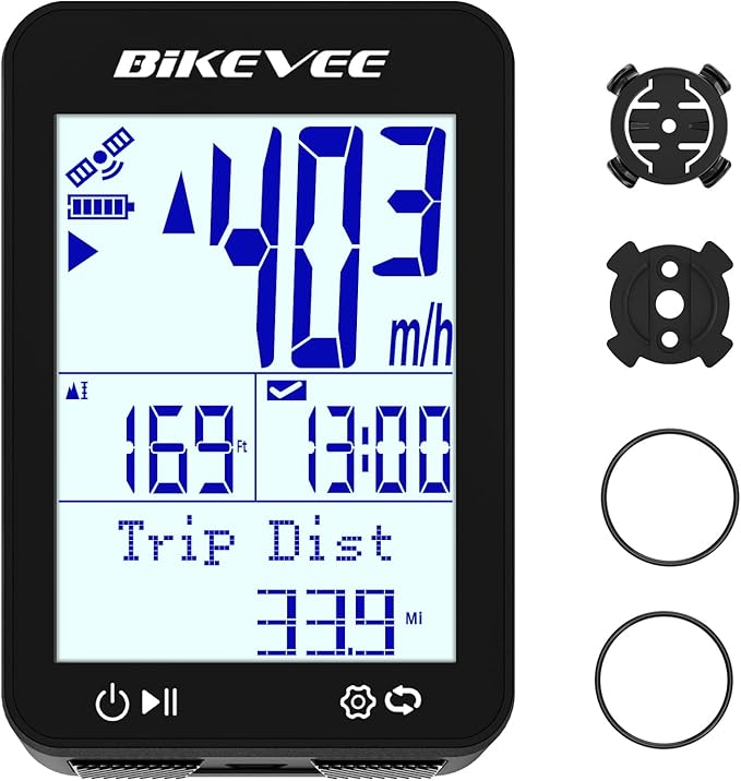 GPS Bike Computer Wireless Bicycle Speedometer Odometer 9 Languages Auto Backlight Auto Start Stop IPX7 Waterproof 2.4 Inch LCD Supports MPH KMH