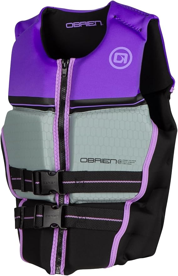 O'Brien Flex V-Back Life Jacket – Coast Guard Approved Adult Life Vest with Flex Fit Design, Lightweight Foam & Front Zip Closure for Watersports, Boating, and Jet Skiing