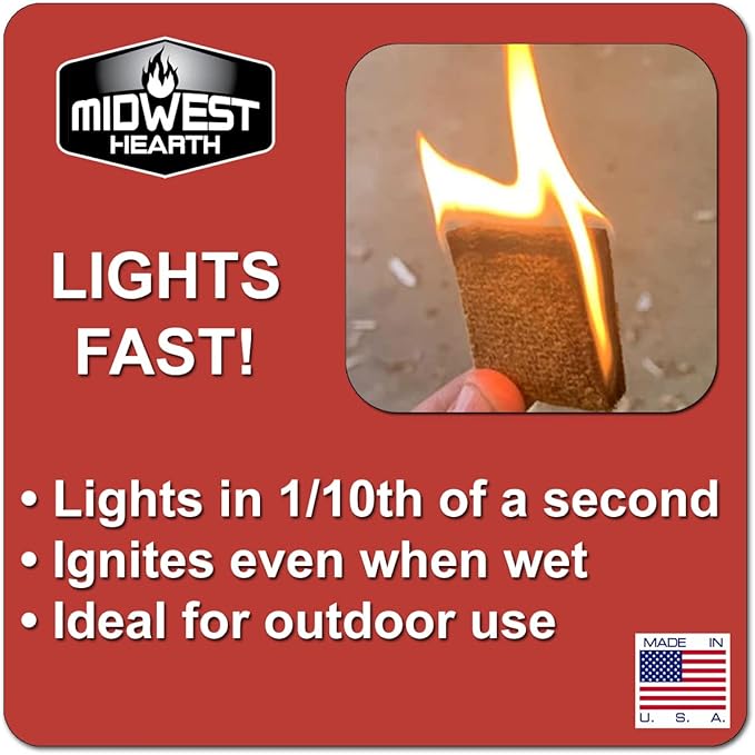 Midwest Hearth ファイヤースタータースクエア クイックライト（144個入り）米国製