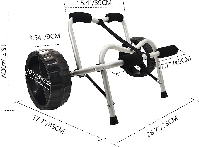 Vanhunks Kayak Cart Dolly Foldable Kayak Trolley Wheels with 10-Inch Airless Tires for Carrier Canoe SUP Paddleboard Transport