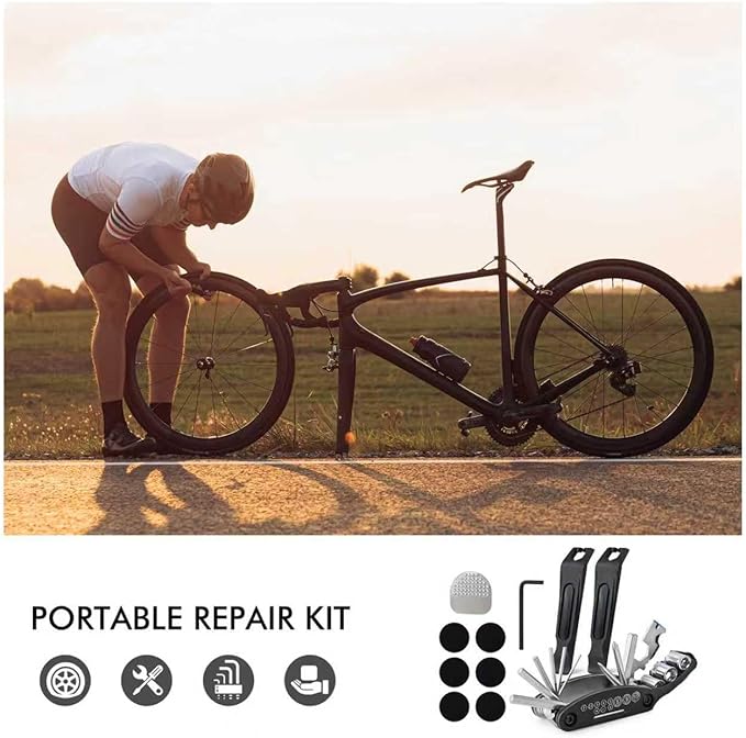 Tubeless Bike Tire Repair Kits and Bike Tool Kit,Bike Tire Repair kit with Multitool and Tire Levers for Road Bicycle and Mountain Bike MTB Tires Fix a Puncture or Flat