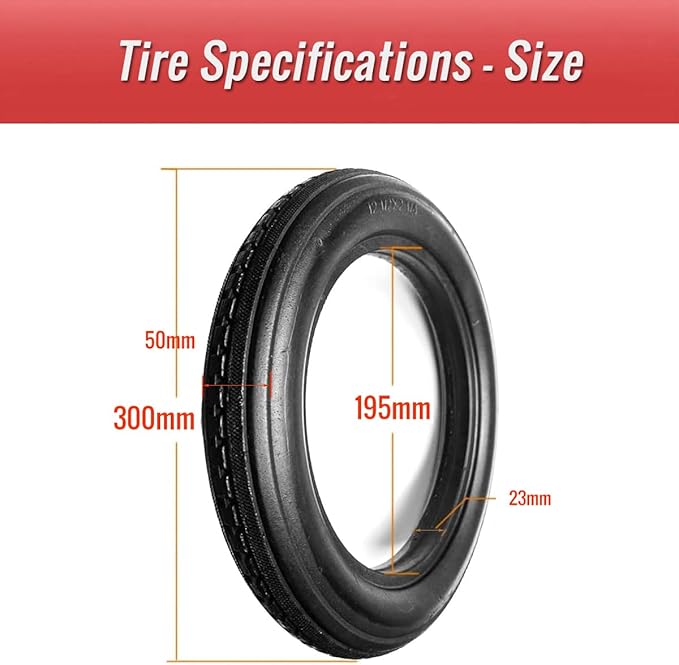 12 Inch Solid Tire for Kid Bike Folding Bike Electric Bike Anti Stab Explosion-Proof Airless Tires Tubeless Tyre 12x1/2x2 1/4 12x1.5