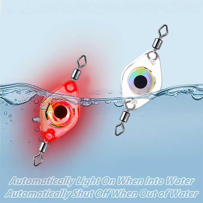 Compact LED Fishing Lure Light,Flashing Fishing Lights 5PCS Auto On/Off Water-Activated Flasher Kit with Multi-Color Flash for Deep Sea, Freshwater & Saltwater Halibut Rig (Double Ring).