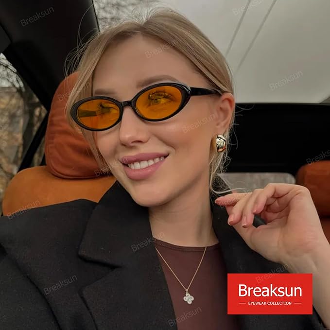 Retro Oval Sunglasses for Women Men Fashion Small Oval Sunglasses 90s Vintage Shades