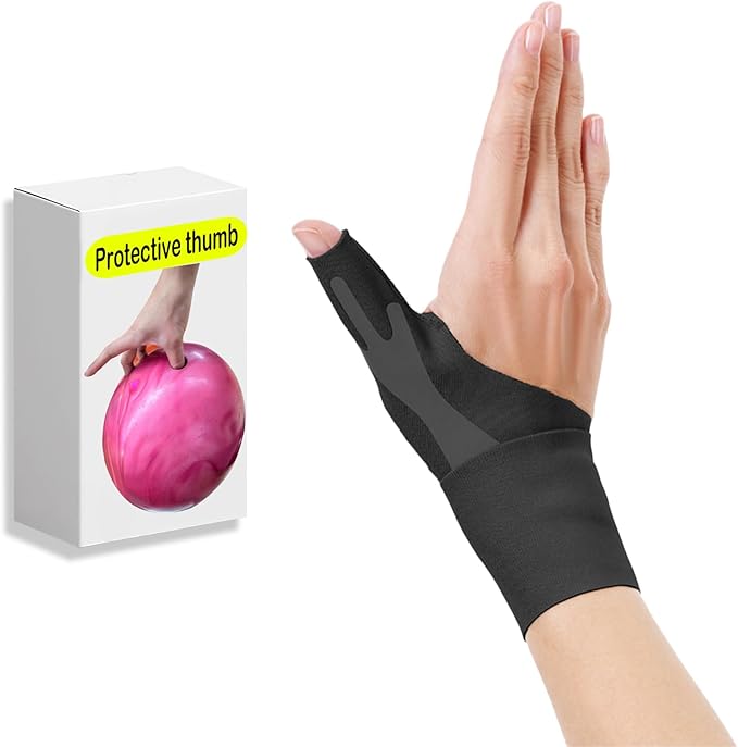 Bowling Wrist Brace Right Hand – Compression Support Glove for Men & Women with Thumb Protection – Bowling Glove for Injury Prevention, Better Release, Stability, Black Right Hand Glove