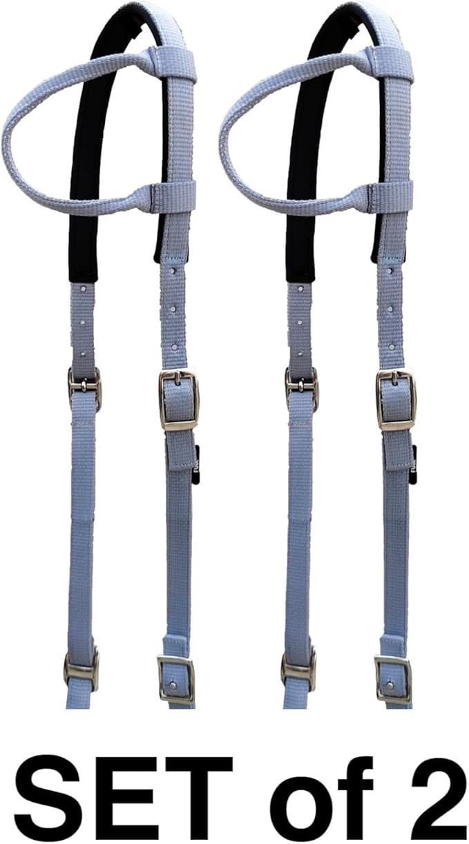 Majestic Ally Nylon Padded Sliding Single Ear Headstall for Horses- Set of 2 - Multiple Colors