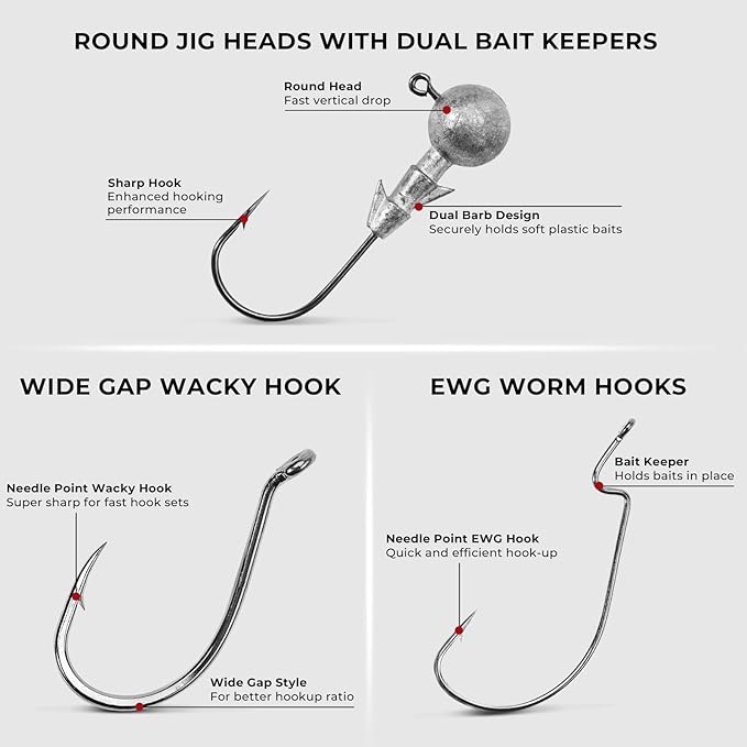 MadBite by KastKing 182/265/400pcs Compact Fishing Tackle Kit - All-in-One Freshwater Hooks, Weights, Bobbers in Tackle Box, Fishing Gear Set for Bass Trout Panfish