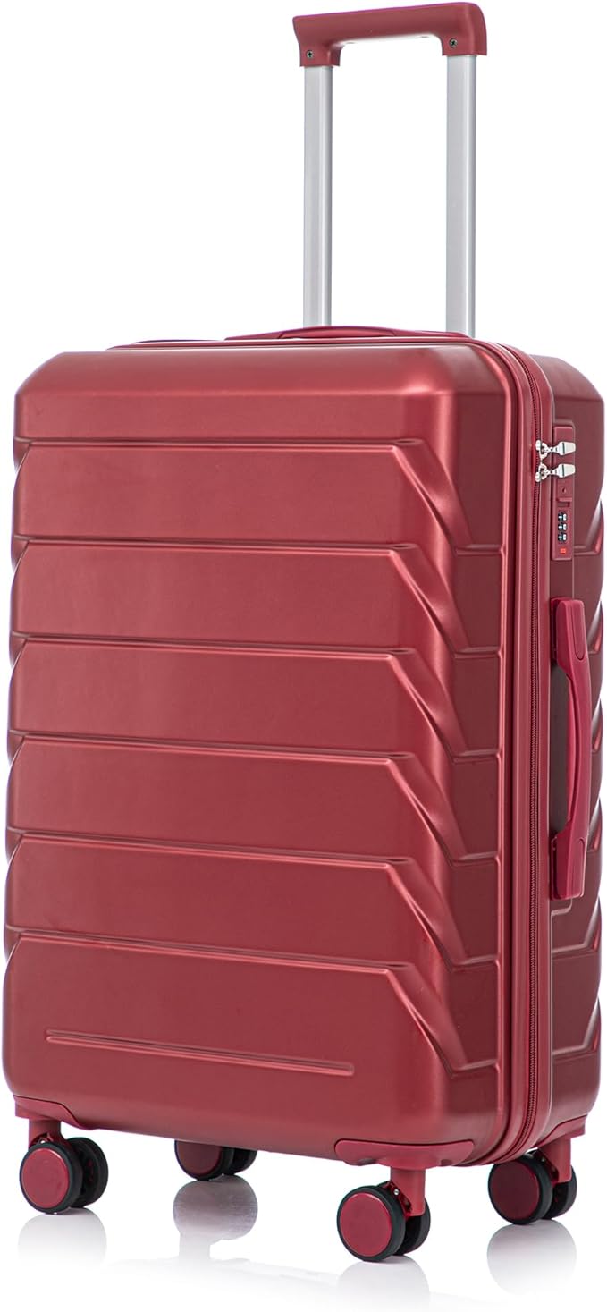 28 Inch ABS Hard Shell Large Luggage With Combination Lock and Side Hooks, Red