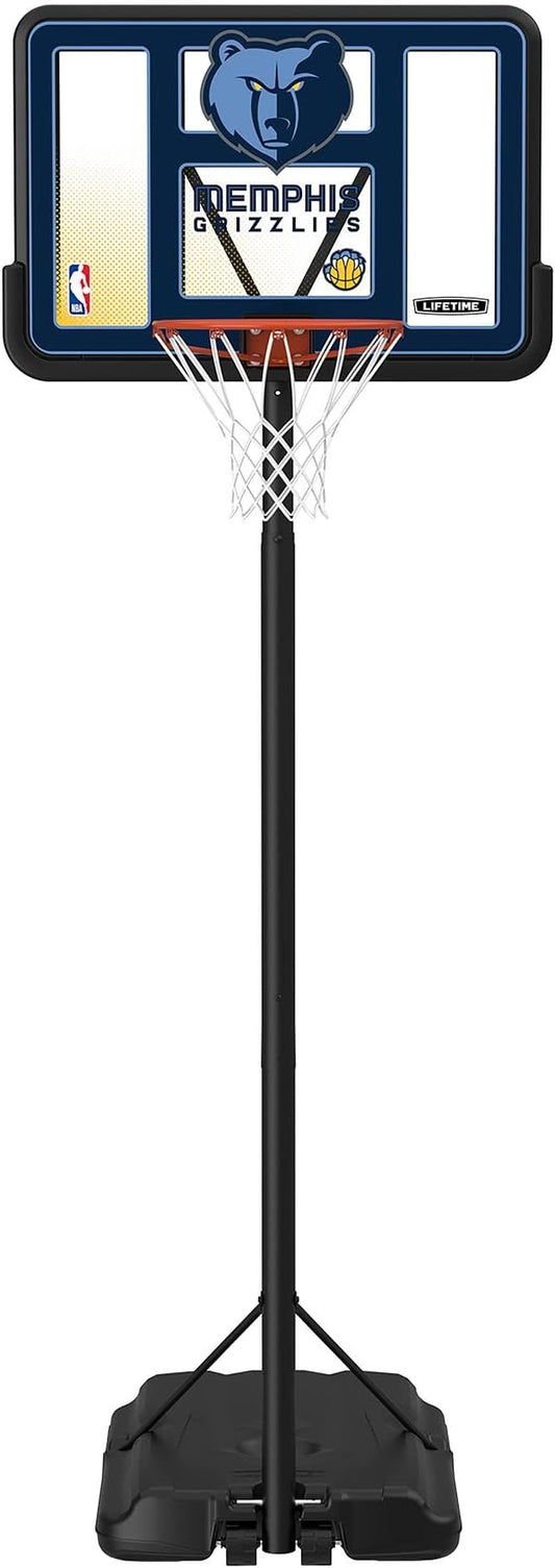 Lifetime NBA Memphis Grizzlies Portable Basketball Hoop, Adjustable Height 7.5-10 Ft, 44 Inch Shatterproof Fusion Backboard, Base with Wheels