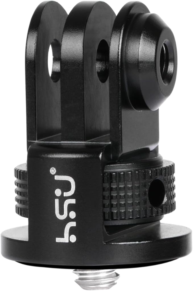 HSU Aluminum Tripod Mount Adapter, 1/4" 20 Mount for GoPro Hero 13/12/11/10/9/8/7 Insta360 X3/X2/X/RS/R and Other Cameras (Black)