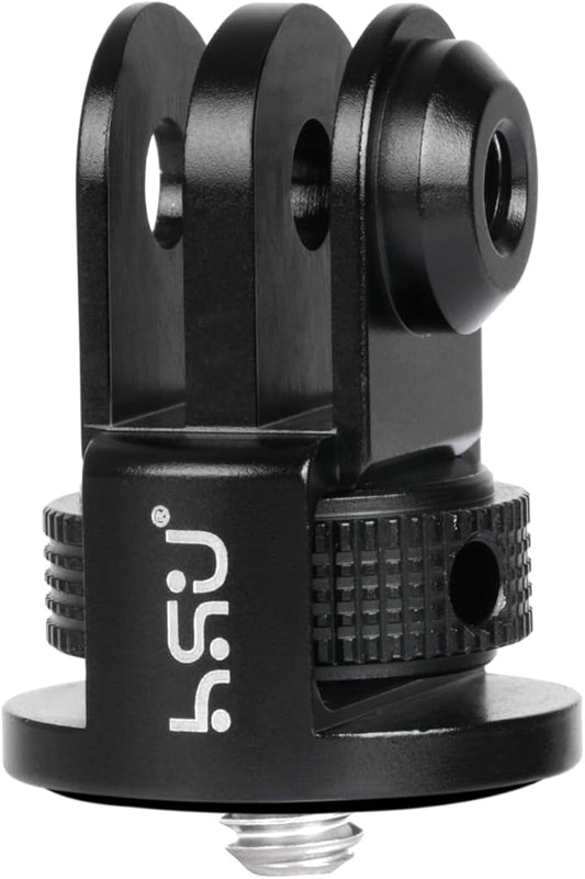HSU Aluminum Tripod Mount Adapter, 1/4" 20 Mount for GoPro Hero 13/12/11/10/9/8/7 Insta360 X3/X2/X/RS/R and Other Cameras (Black)