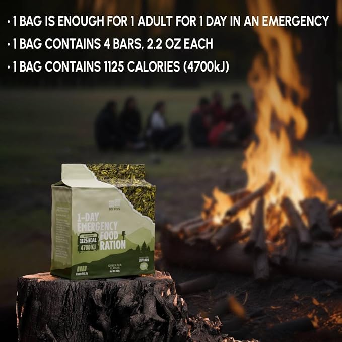 Emergency Food Supply - Green Tea Survival Ration - 20 Years Shelf Life - 7 Days