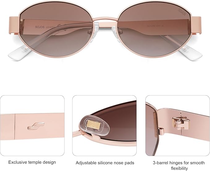 SOJOS Retro Oval Sunglasses for Women Trendy Classic Shades UV400 Protection SJ1256