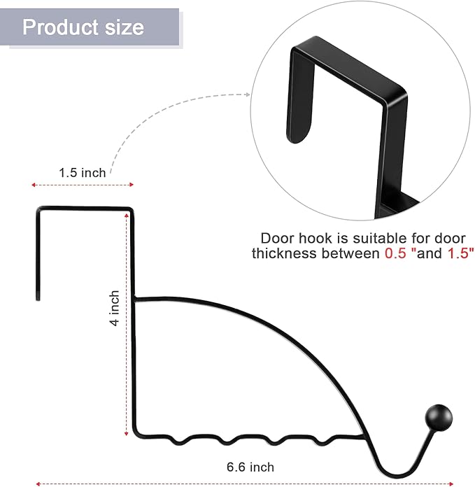 Hotop 4 Pieces Over The Door Hooks Hanger Multi Hanging Storage Organizers Valet Hooks for Coats Clothes Hoodies Hats Scarves Purses Keys Bath Towels Robes and More(Black)