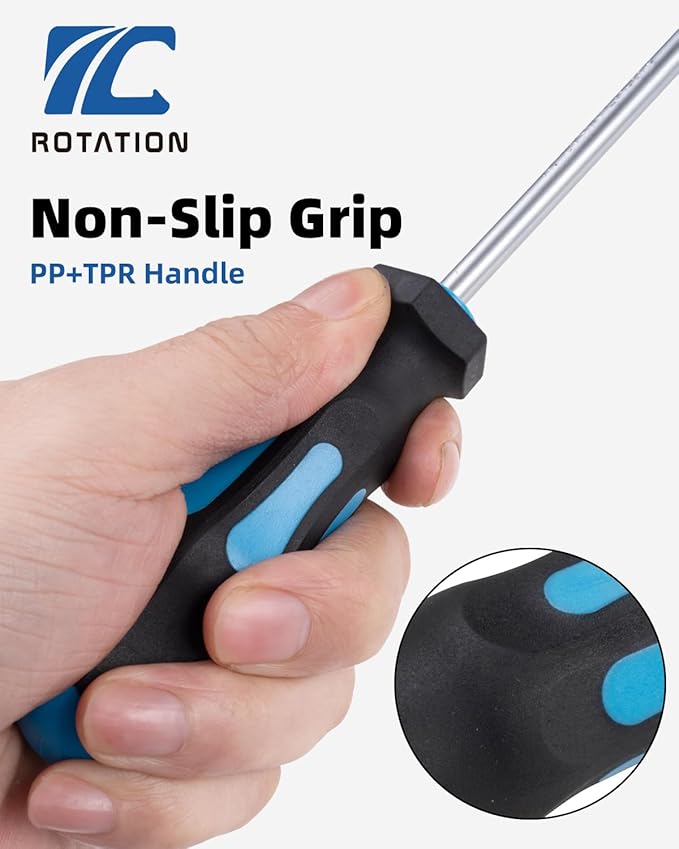 ROTATION 11-Piece Magnetic Screwdriver Set, 5 Phillips & 5 Slotted Tips, Include Magnetizer, Screwdriver with Professional Non-Slip Grip, for Home Repair and DIY Projects