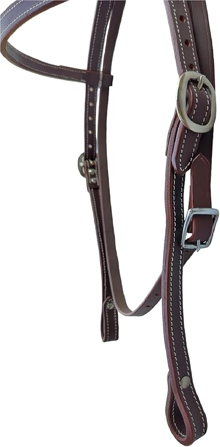 Double Stitched Latigo Leather Browband Western Horse Headstall