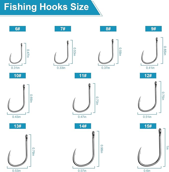 500PCS/100PCS ReeMoo Premium Fishing Hooks, 10 Sizes/4 Sizes Carbon Steel Fishing Hooks W/Portable Plastic Box, Strong Sharp Fish Hook with Barbs for Freshwater/Seawater