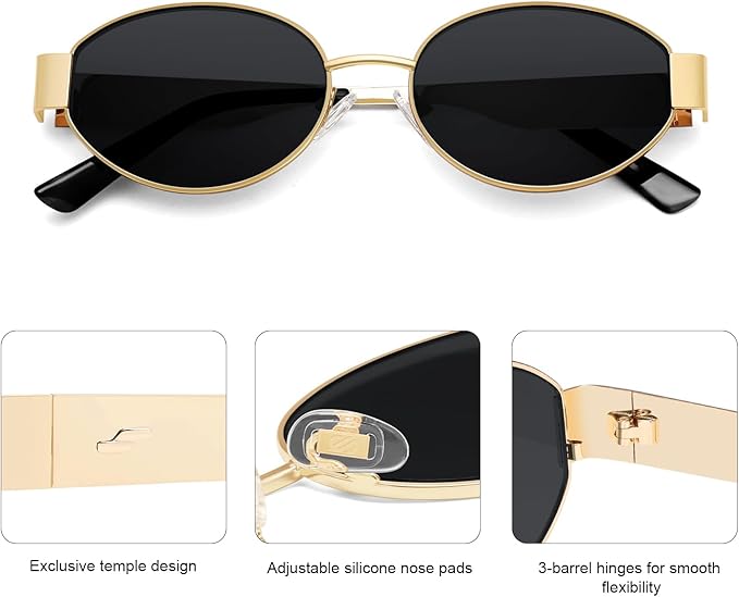 SOJOS Retro Oval Sunglasses for Women Trendy Classic Shades UV400 Protection SJ1256