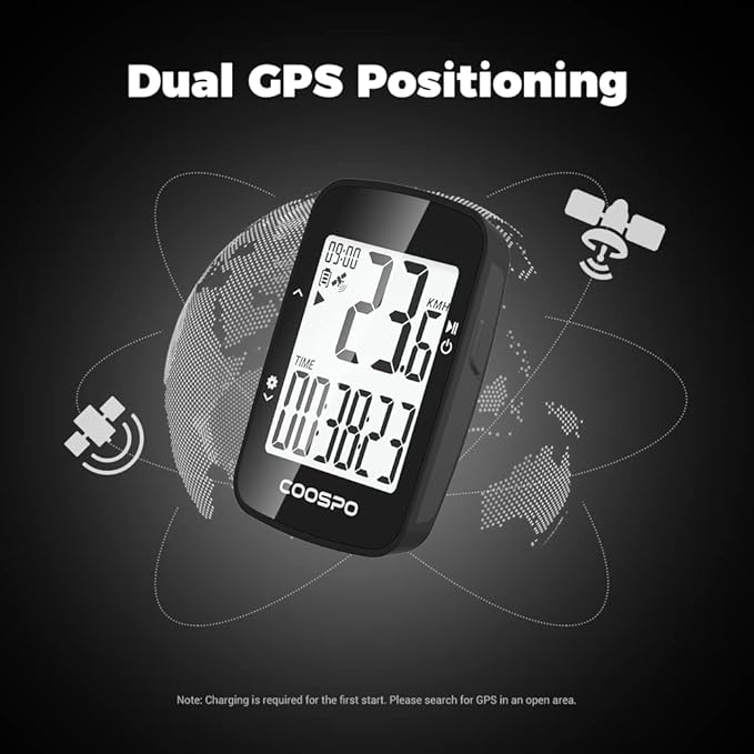 COOSPO BC26 Cycling Computer for Road Bikes, Wireless GPS Bike Computer for Entry Level Rider, GPS Bicycle Speedometer Odometer Wireless Cycling Computer with Automatic Backlight
